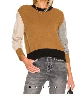 FRAME Cashmere Color Block Crew Sweater Size: Small